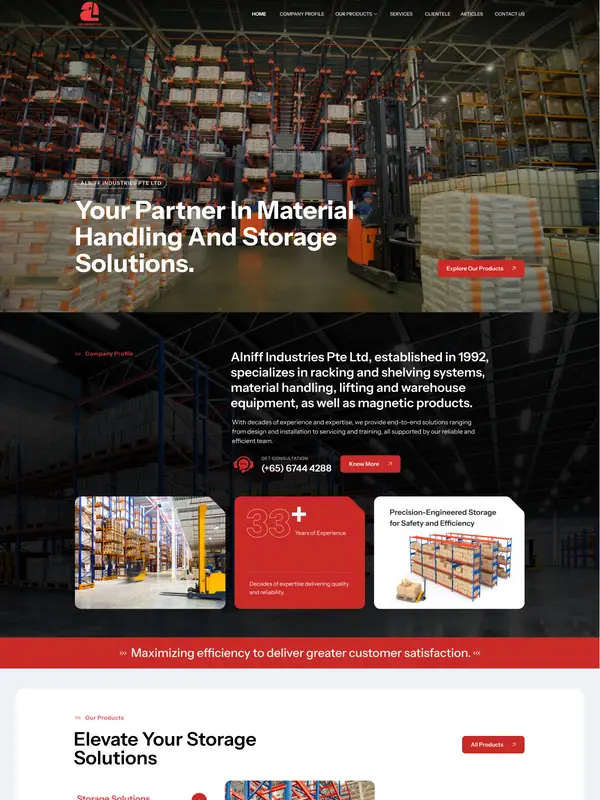 Giao diện trang chủ Alniff Industries