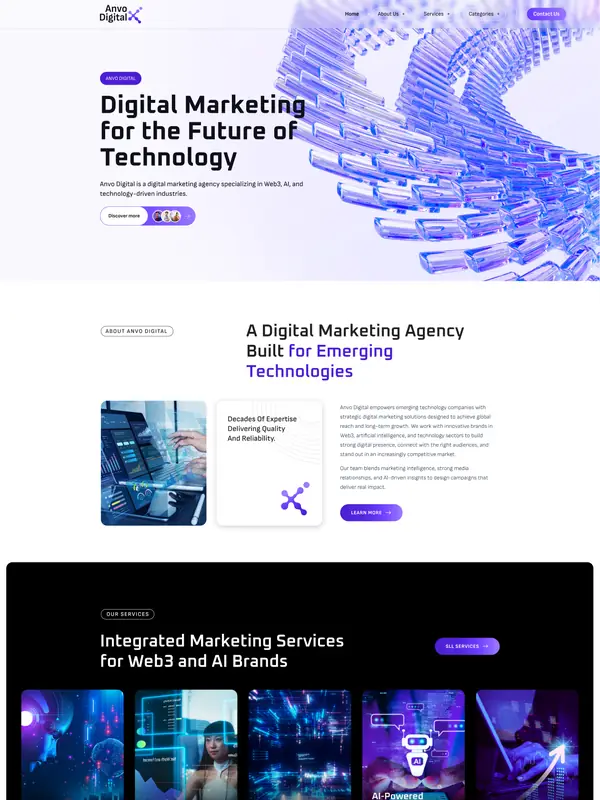 Giao diện trang chủ Anverse Digital