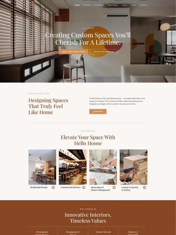Giao diện trang chủ Hello House
