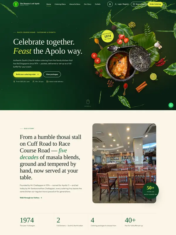 Giao diện trang chủ The Banana Leaf Apolo