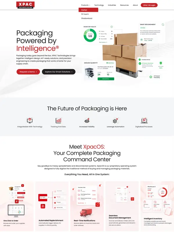 Giao diện trang chủ XPAC Technologies